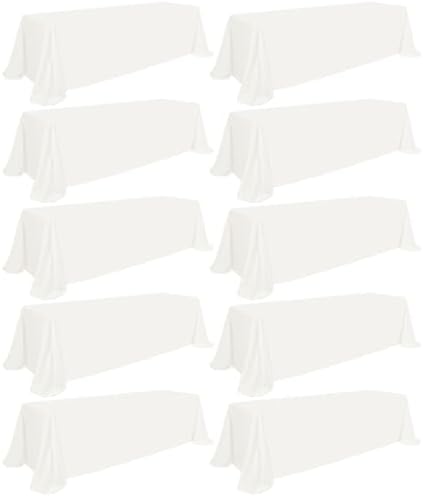 10 Pack Ivory Tablecloth 90 x 156 Inch,Rectangle 8 Foot Table Cloth,Wrinkle Resistant Washable Fabric Tablecloth,Polyester Table Cover for Dining Table Buffet Party and Wedding by FXKS
