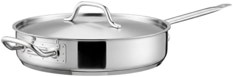 TrueCraftware- 5 Qt. Stainless Steel Sauté Pan with Lid and Welded Hollow Handle- Commercial Chef Skillet Fry Omelet Stir Fry Pan Induction Cookware by Unknown