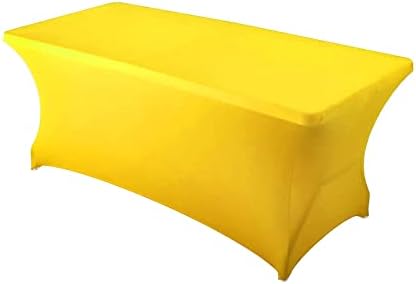 MDS® Pack of 5 Spandex Tablecloth 4FT Tight Fitted Stretch Table Cover – Washable Wrinkle-Free Reusable Elastic Patio Tablecloth for Wedding, Party, Banquet, Trade Show, Event Décor - Yellow by MDS