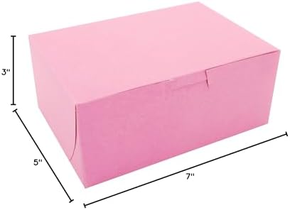 Southern Champion Tray 0813 Pink Paperboard Non-Window Lock-Corner Bakery Box, 7" Length x 5" Width x 3" Height (Case of 250) - Image 4