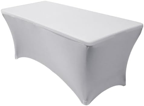 MDS® Pack of 2 Spandex Tablecloth 4FT Tight Fitted Stretch Table Cover – Washable Wrinkle-Free Reusable Elastic Patio Tablecloth for Wedding, Party, Banquet, Trade Show, Event Décor - Light Grey by MDS