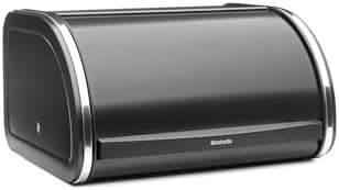 Brabantia Roll Top Bread Box | Medium | Matt Black | Large Metal Front Opening Bread Store for Kitchen Countertop | Partly Flat Top for Extra Storage, Magnet Closing Lid | Fits 1 Loaf - Image 2
