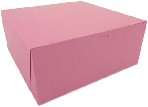 Southern Champion Tray 0887 Pink Paperboard Non-Window Lock-Corner Bakery Box 12" Length x 12" Width x 5" Height (Case of 100) by SouthernChampionTray