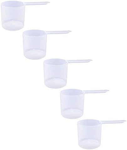 Plastic Measuring Scoop, (118.4 cc | 1/2 Cup | 4 fl oz. | 118.4 mL) Long Handle Spoons for Powders, Granules, Coffee, Pet Food, Baking Supplies, Protein and Other Dry Goods, BPA Free (Set of 5) by TheScoopie
