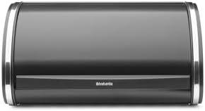 Brabantia Roll Top Bread Box | Medium | Matt Black | Large Metal Front Opening Bread Store for Kitchen Countertop | Partly Flat Top for Extra Storage, Magnet Closing Lid | Fits 1 Loaf by Unknown