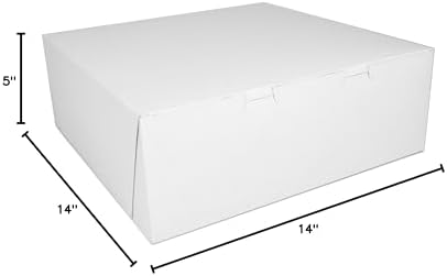 Southern Champion Tray 0991 Premium Clay Coated Kraft Paperboard White Non-Window Lock Corner Bakery Box, 14" Length x 14" Width x 5" Height (Case of 50) - Image 5