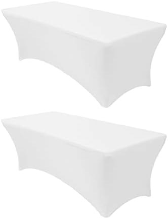 White 8 Foot 30x96x30H Tight Fit Spandex Tablecloth for Weddings and Events by Valentina+CoverCo