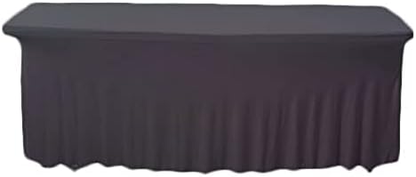 Stretch Table Cover 4ft Fitted White Spandex Table Skirts for Rectangle Tables, Ruffle Table Skirt 4-Sides Waterproof Washable Polyester Table Cloth for Dining, Kitchen and Wedding by hapygasmAZ