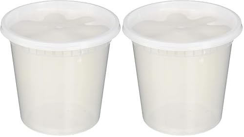 EDI [24 OZ, 25 Sets Plastic Deli Food Storage Containers with Airtight Lids | Microwave-, Freezer-, Dishwasher-Safe | BPA Free | Heavy-Duty | Meal Prep | Leakproof | Recyclable (Pack of 2) by EDI