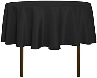 sancua Round Tablecloth 48 Inch Fits 20-36 Inch Tables, Black by sancua