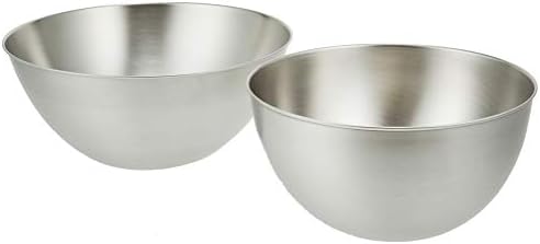 Sori Yanagi Stainless Steel Bowls Designed Based on the Opinions of Cooking Experts and Housewives, Tsubamesanjo Stainless Steel, 9.25" Set, Set of 2 Bowls, Dishwasher Safe, Brushed Finish by Unknown