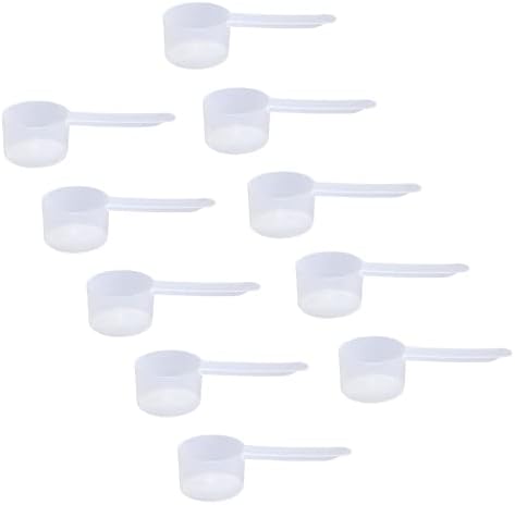Plastic Measuring Scoop, (35 cc | 2.5 Tablespoon | 1.25 fl oz. | 35 mL) Long Handle Spoons for Powders, Granules, Coffee, Pet Food, Baking Supplies, Protein and Other Dry Goods, BPA Free (Set of 10) by TheScoopie