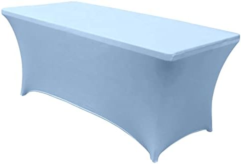 MDS® Pack of 5 Spandex Tablecloth 6FT Tight Fitted Stretch Table Cover – Washable Wrinkle-Free Reusable Elastic Patio Tablecloth for Wedding, Party, Banquet, Trade Show, Event Décor - Baby Blue by MDS