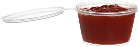 EcoQuality [300 PACK] 3 Oz Leak Proof Plastic Condiment Souffle Containers with Attached Lids - Portion Cup with Hinged Lid Perfect For Sauces, Samples, Slime, Jello Shot, Food Storage & More! by EcoQuality