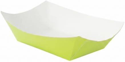 Restaurantware-Bio Tek 1 Pound Food Trays, 50 Disposable Paper Food Trays - Heavy-Duty, Greaseproof, Green Paper Food Boats, For Snacks, Appetizers, Or Treats, Use At Parties Or Carnivals - Image 2
