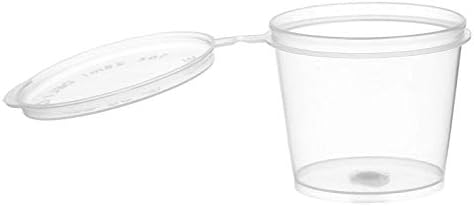 EcoQuality [900 Pack] 1 Oz Leak Proof Plastic Condiment Souffle Containers with Attached Lids - Portion Cup with Hinged Lid Perfect for Sauces, Samples, Slime, Jello Shot, Food Storage & More! by EcoQuality