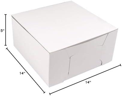 O'Crème Cake Boxes White 14x14x5 Inch Bakery Pastry Boxes 25 Pack | Sturdy white kraft pastry containers ideal for holding, displaying, and transporting your baked goods. Set of 25. - Image 6