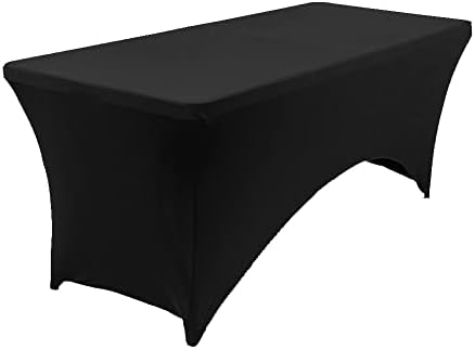 MDS® Pack of 12 Spandex Tablecloth 4FT Tight Fitted Stretch Table Cover – Washable Wrinkle-Free Reusable Elastic Patio Tablecloth for Wedding, Party, Banquet, Trade Show, Event Décor - Black by MDS