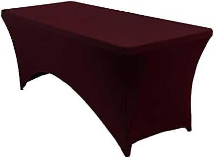 MDS® Pack of 10 Spandex Tablecloth 4FT Tight Fitted Stretch Table Cover – Washable Wrinkle-Free Reusable Elastic Patio Tablecloth for Wedding, Party, Banquet, Trade Show, Event Décor - Burgundy by MDS