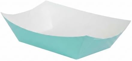 Restaurantware-Bio Tek 1 Pound Food Trays, 50 Disposable Paper Food Trays - Heavy-Duty, Greaseproof, Turquoise Paper Food Boats, For Snacks, Appetizers, Or Treats, Use At Parties Or Carnivals by Restaurantware