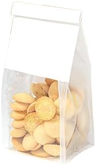 Paper Bakery Bags with Window, Kraft and White, Roll Top Closure, Food Storage for Bread Cookies Snacks (100, White, Mini) by Unknown