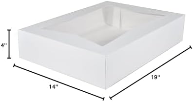 Southern Champion Tray 24433 Paperboard White Window Bakery Box, 19" Length x 14" Width x 4" Height (Case of 50) - Image 2
