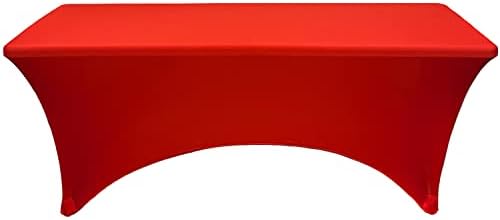 YOUR CHAIR COVERS - 8ft Red Rectangular Spandex Fitted Tablecloth Wedding Event Patio Decorations Elastic Fabric Stretch - Image 3