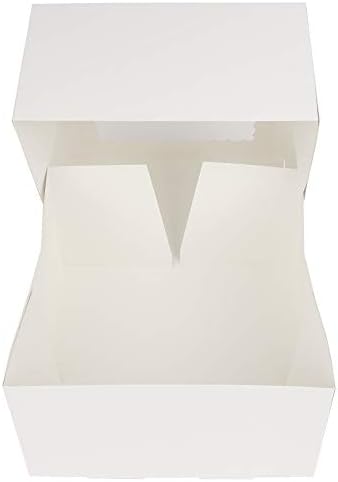 O'CREME White Square Cake Box 9 x 9 x 5 Inch, with Scalloped Window, Kraft Paperboard Bakery Box with Auto-Popup Window - Pack of 25 - Image 6