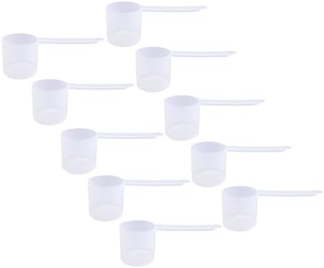 Plastic Measuring Scoop, (70 cc | 2.37 fl oz. | 70 mL) Long Handle Spoons for Powders, Granules, Coffee, Pet Food, Baking, Protein and Other Dry Goods, BPA Free (Set of 10) by TheScoopie