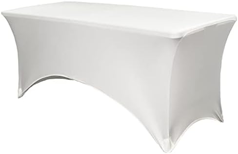 YOUR CHAIR COVERS Rectangular Spandex Table Covers 8ft Fitted Tablecloth Wedding Event Patio Decorations Elastic Fabric Stretch Tables Cover for 8 ft Folding Table (White) by YourChairCovers
