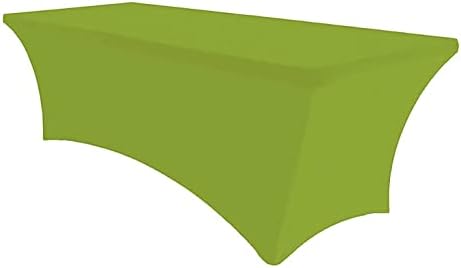 MDS® Pack of 12 Spandex Tablecloth 6FT Tight Fitted Stretch Table Cover – Washable Wrinkle-Free Reusable Elastic Patio Tablecloth for Wedding, Party, Banquet, Trade Show, Event Décor - Apple Green by MDS