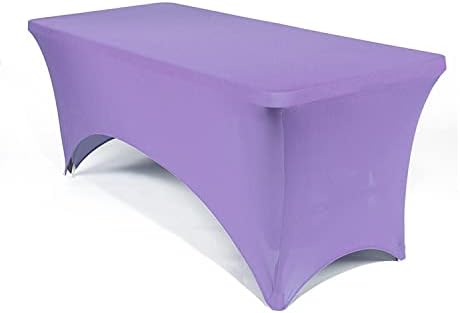 MDS® Pack of 15 Spandex Tablecloth 4FT Tight Fitted Stretch Table Cover – Washable Wrinkle-Free Reusable Elastic Patio Tablecloth for Wedding, Party, Banquet, Trade Show, Event Décor - Lavender by MDS