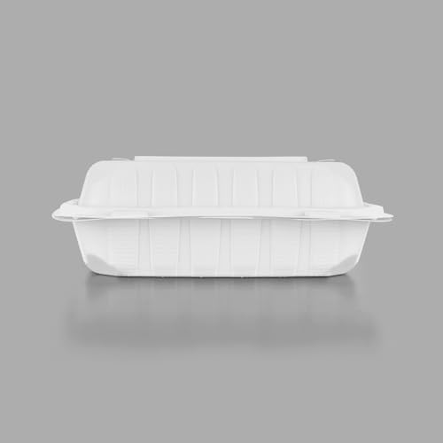 KARAT EARTH Clamshell Take Out Food Containers [9"x9" - 120 ct] To Go Containers | 3 Compartment, Soak-Resistant, Durable, Stackable | Vented for Hot/Cold Foods, White - Image 4
