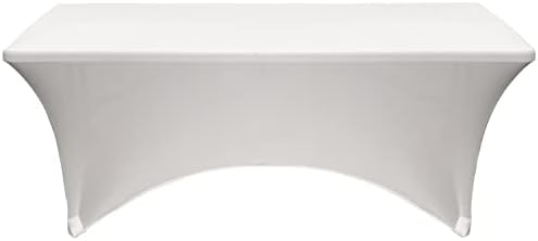 YOUR CHAIR COVERS Rectangular Spandex Table Covers 8ft Fitted Tablecloth Wedding Event Patio Decorations Elastic Fabric Stretch Tables Cover for 8 ft Folding Table (White) - Image 3