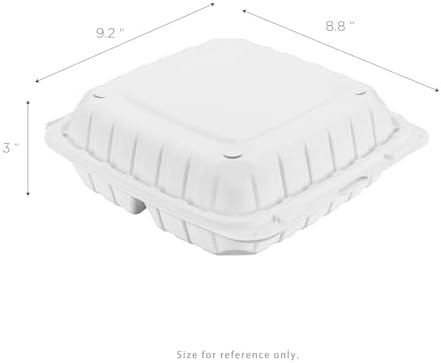 KARAT EARTH Clamshell Take Out Food Containers [9"x9" - 120 ct] To Go Containers | 3 Compartment, Soak-Resistant, Durable, Stackable | Vented for Hot/Cold Foods, White - Image 5
