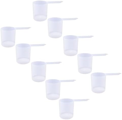 Plastic Measuring Scoop, (148 cc | .625 Cup | 5 oz. | 148 mL) Long Handle Spoons for Powders, Granules, Coffee, Pet Food, Baking Supplies, Protein and Other Dry Goods, BPA Free (Set of 10) by TheScoopie