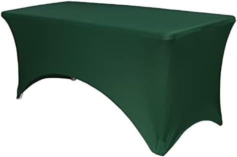 YOUR CHAIR COVERS Rectangular Spandex Table Covers 8ft Fitted Tablecloth Wedding Event Patio Decorations Elastic Fabric Stretch Tables Cover for 8 ft Folding Table (Hunter Green) by YourChairCovers