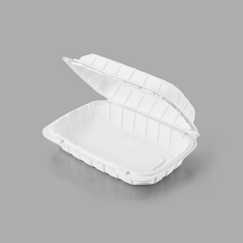 KARAT EARTH Clamshell Take Out Food Containers [9"x6" - 250 ct] To Go Containers | Microwavable, Freezer Safe, Soak-Resistant, Durable, Stackable | Vented for Hot/Cold Foods, White - Image 3