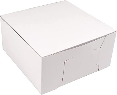 O'Crème Cake Boxes White Bakery Box 10x10x5 Inch Pack of 5 | Sturdy pastry containers made from kraft material, ideal for holding and displaying baked goods at home or in a bakery. - Image 5
