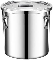 stainless steel food storage containers with lids lock clips airtight container large airtight for rice flour sugar grain coffee bean storage containers Kitchen jar (1.59gal/6L) by Verdeho