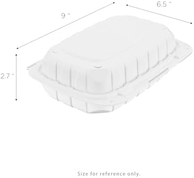 KARAT EARTH Clamshell Take Out Food Containers [9"x6" - 250 ct] To Go Containers | Microwavable, Freezer Safe, Soak-Resistant, Durable, Stackable | Vented for Hot/Cold Foods, White - Image 6
