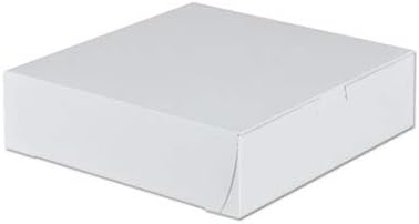Southern Champion Tray 0953 Premium Clay-Coated Kraft Paperboard White Non-Window Lock Corner Bakery Box, 9" Length x 9" Width x 2.5" Height (Case of 250) - Image 4