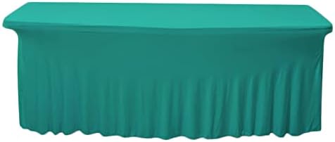 Spandex Table Covers 5ft Rectangle Teal Tablecloth, Fitted Tablecloth Protector Covers for 5 Foot Tables Decoration Wedding Baby Shower Birthday Party Banquet Event Meeting Business Dinner by hapygasmAZ