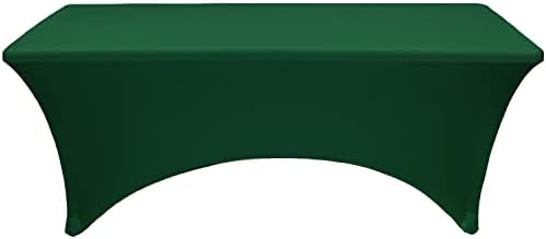 YOUR CHAIR COVERS Rectangular Spandex Table Covers 8ft Fitted Tablecloth Wedding Event Patio Decorations Elastic Fabric Stretch Tables Cover for 8 ft Folding Table (Hunter Green) - Image 2