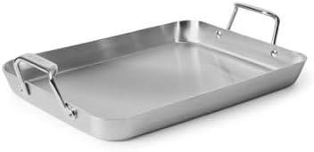 Misen Stainless Steel Roasting Pan with Handles - Versatile 5-Ply Design, Easy Grip Handles, Multi-Functional Cooking, Ideal for Baking, Searing, & Roasting, Superior Heat Conduction, Premium - 13" by Misen