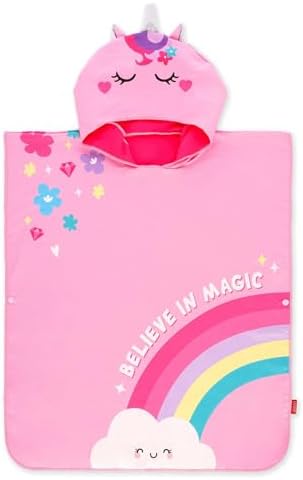 Legami Beach Towel for Children, Poncho Towel, Microfiber, Bathrobe, Compact, Lightweight, Quick-Drying, Ultra-Absorbent, with Hood, One Size by Legami