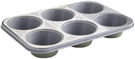 Cooksmart Signature 6 Cup Muffin Tray – Carbon Steel | PFOA-Free Non-Stick | Dishwasher Safe | Elegant Green Finish | Perfect for Muffins & Cupcakes by Cooksmart