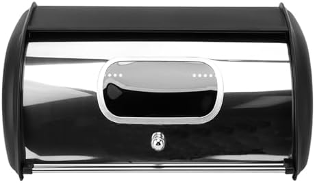 Bread Box, Bread Bin with Roll up Lid, Bread Storage Containers, Metal Bread Holder with Front Window, Loaf Containers for Homemade Cakes, Buns, Pastries, Pancakes, And Cookies by Sorandy