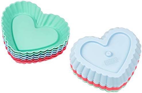 LURCH Germany Flexiform Silicone Heart Shaped Tartlet Molds - Set of 6 - Pink/Green/Blue - Image 6