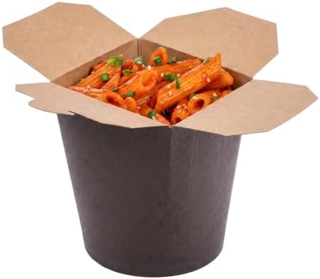 Restaurantware 16 oz Round Black Paper Noodle Take Out Container, 200 Pack by Restaurantware